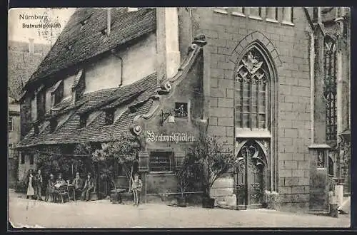 AK Nürnberg, Gasthaus Bratwurstglöcklein mit Gästen
