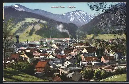 AK Immenstadt /Allgäu, Ortsansicht mit Bergpanorama