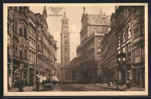 AK Augsburg, Rathaus mit dem Perlachturm