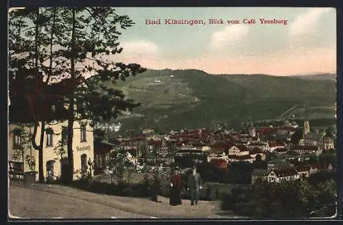 AK Bad Kissingen, Blick vom Cafe Ysenburg auf den Ort