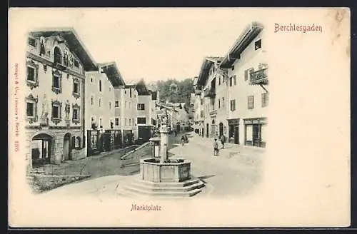 AK Berchtesgaden, Marktplatz mit Brunnen