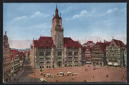 AK Stuttgart, Blick auf Rathaus
