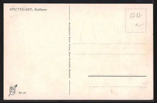 AK Stuttgart, Blick auf Rathaus