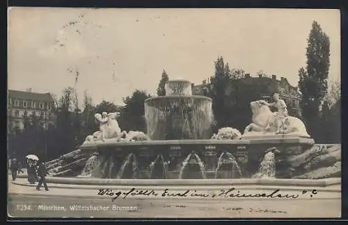 AK München, Wittelsbacher Brunnen am Lenbachplatz