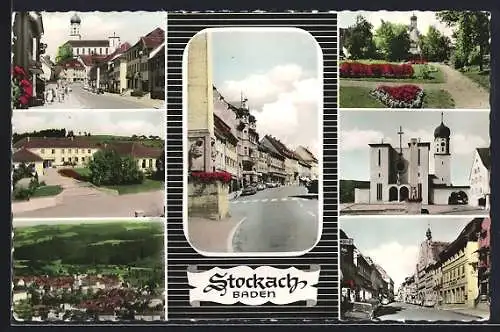 AK Stockach /Baden, Strassenpartien, Ortsansicht, Kirche, Parkpartie