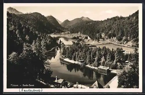 AK Füssen, Blick auf Bade-Seen