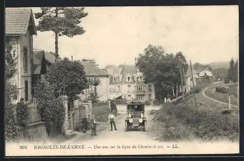 AK Bagnoles-de-l`Orne, Une vue sur la ligne du Chemin de fer