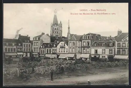 AK Laigle, Place Boislandry, Souvenir des Manoeuvres du Nord-Ouest en 1904