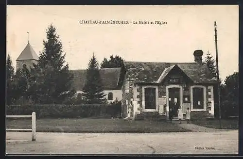 AK Chateau-d`Alméneches, La Marie et l`Eglise