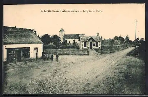 AK Le Chateau d`Almenesches, L`Eglise et Mairie