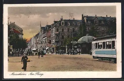 AK Mannheim, Strassenbahn Am Ring