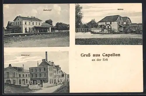 AK Capellen / Erft, Brauerei, Bahnhof, Mühle