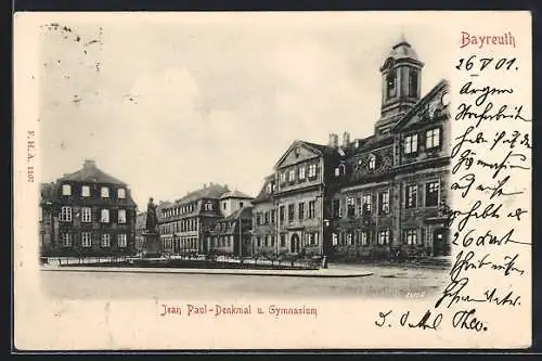 AK Bayreuth, Jean Paul-Denkmal und Gymnasium
