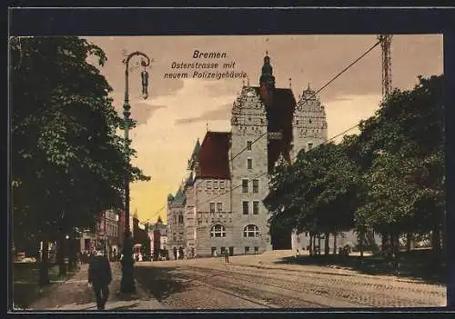 AK Bremen, Osterstrasse mit neuem Polizeigebäude