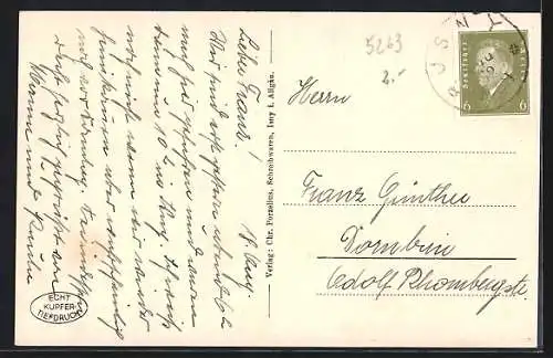 AK Isny, Strassenpartie mit Rathaus