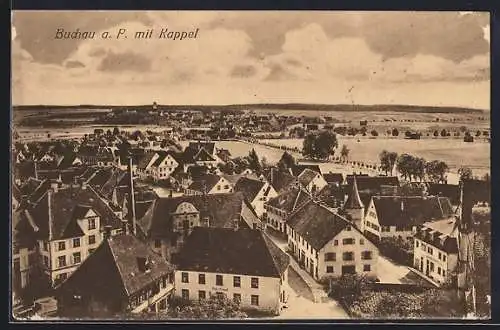 AK Buchau a. F., Teilansicht mit Kappel aus der Vogelschau