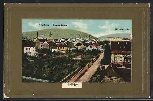 AK Ettlingen, Vogelsang, Bismarckturm und Wilhelmshöhe