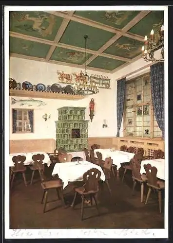 AK München-Au, Gasthaus Rheinhof-Bierstuben im Hotel Rheinischer Hof, Teilansicht des Tölzer-Stüberl