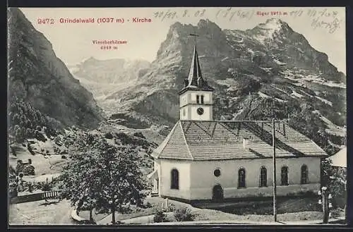 AK Grindelwald, Kirche und Viescherhörner