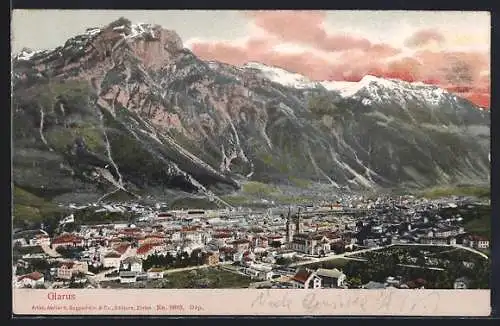 AK Glarus, Panorama mit Bergen