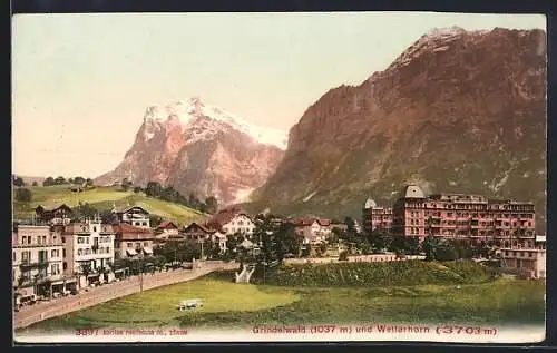 AK Grindelwald, Panorama mit Wetterhorn