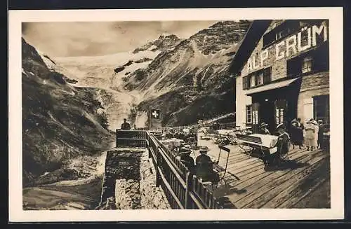 AK Alp Grüm, Hotel Restaurant Belvedere mit Palügletscher