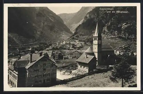 AK Goeschenen, Ansicht mit den Schoellenen