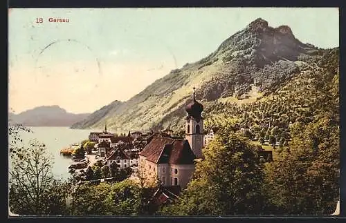 AK Gersau, Panorama mit Kirche