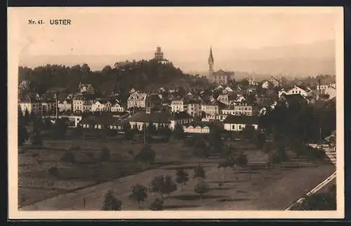 AK Uster, Panorama mit entfernten Bergen