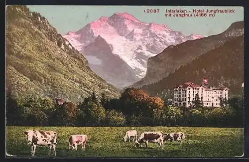 AK Interlaken, Hotel Jungfraublick mit Jungfrau