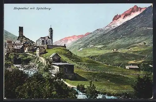 AK Hospenthal, Ortspartie mit Spitzliberg