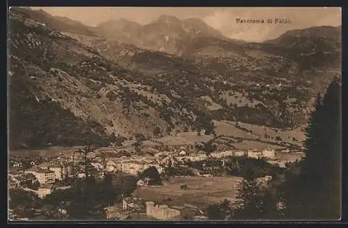 AK Faido, Panorama der Ortschaft mit Bergen