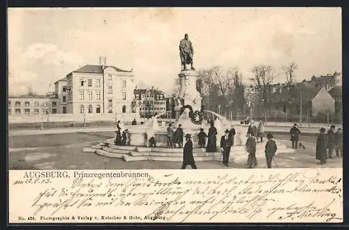 AK Augsburg, Blick auf den Prinzregenbrunnen