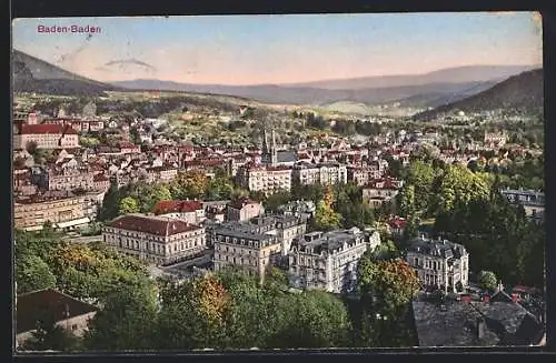 AK Baden-Baden, Ortsansicht aus der Vogelschau