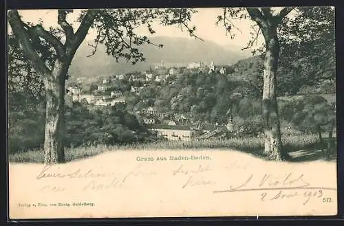 AK Baden-Baden, Ansicht aus der Ferne