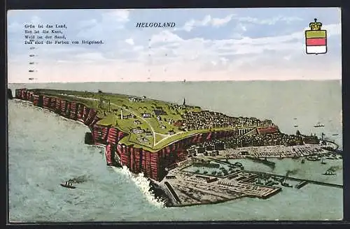 AK Helgoland, Ortsansicht aus der Vogelschau