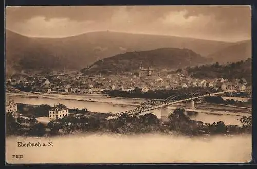 AK Eberbach a. N., Ortsansicht aus der Vogelschau