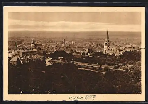 AK Ettlingen, Panorama der Ortschaft