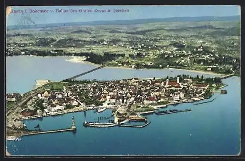 AK Lindau i. Bodensee, Ansicht v. Ballon des Grafen Zeppelin