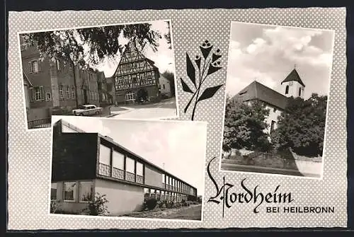 AK Nordheim bei Heilbronn, Kirche und Fachwerkhaus