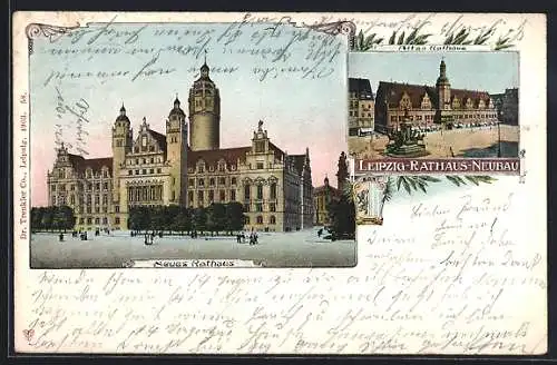 AK Leipzig, Neues Rathaus und Altes Rathaus