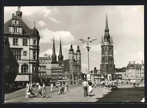 AK Halle /Saale, Blick über den Marktplatz