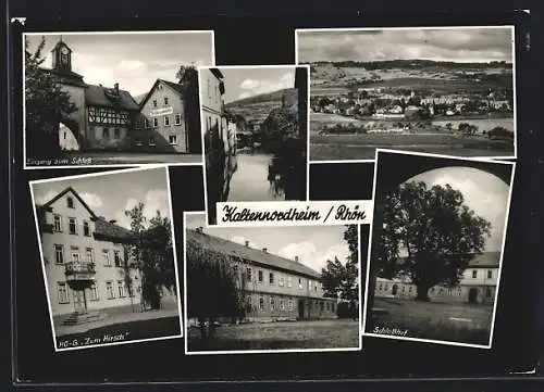 AK Kaltennordheim /Rhön, Hotel Gasthaus zum Hirsch, Schlosseingang und Schlosshof