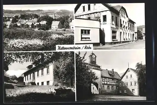 AK Kaltennordheim /Rhön, Teilansicht, Gaststätte Haus der Werktätigen und Schlosseingang