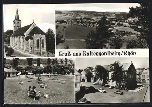 AK Kaltennordheim /Rhön, Kirche, Schwimmbad und Wilhelm-Külz-Platz