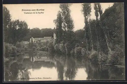 AK Fresnay-sur-Sarthe, Traversée de la Sarthe