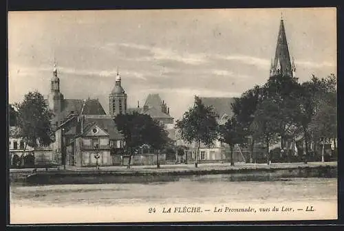 AK La Flèche, Les Promenades, vues du Loir
