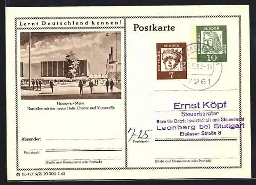 AK Hannover, Messe, Nordallee mit der neuen Halle Chemie und Kunststoffe