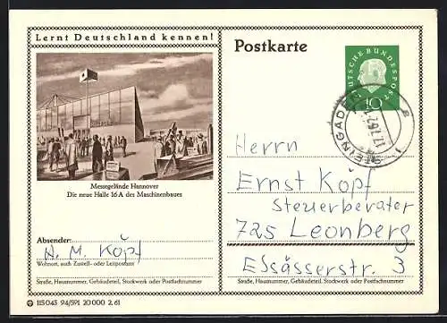 AK Hannover, Die neue Halle 16A des Maschinenbaues