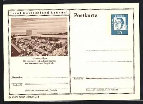 AK Hannover, Messe, Die Hallen Elektrotechnik mit Freigelände